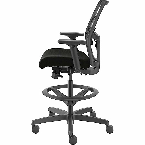 HON Ignition ReActiv Low-Back Task Stool Black Foam Seat - Black Frame - Low Back - 5-star Base - Armrest - 1 Each (I1RA1A0U10AT)