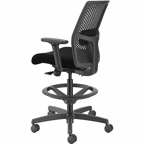 HON Ignition ReActiv Low-Back Task Stool Black Foam Seat - Black Frame - Low Back - 5-star Base - Armrest - 1 Each (I1RA1A0U10AT)