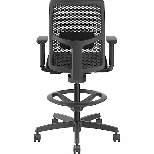 HON Ignition ReActiv Low-Back Task Stool Black Foam Seat - Black Frame - Low Back - 5-star Base - Armrest - 1 Each (I1RA1A0U10AT)