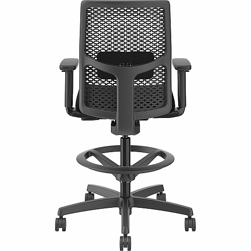 HON Ignition ReActiv Low-Back Task Stool Black Foam Seat - Black Frame - Low Back - 5-star Base - Armrest - 1 Each (I1RA1A0U10AT)