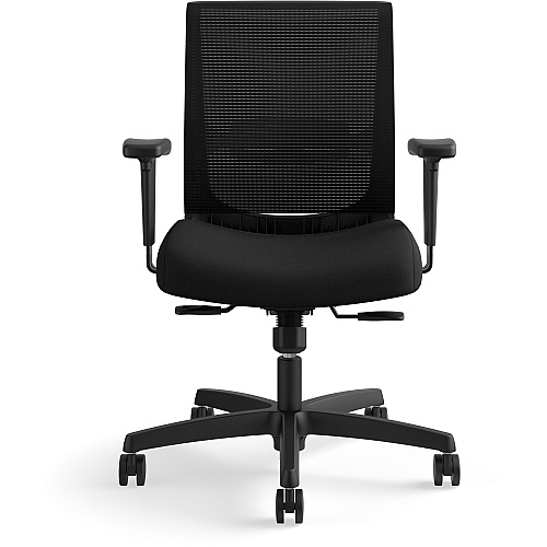 HON Convergence Synchro Tilt Task Chair Black Seat Color - Fabric Seat Material - Black Back Color - Low Back - 5-star Base - Armrest - 1 Each (CMY1ACU10)