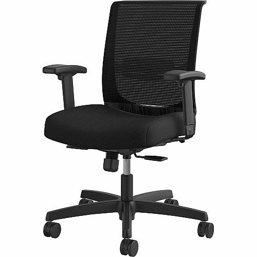 HON Convergence Synchro Tilt Task Chair Black Seat Color - Fabric Seat Material - Black Back Color - Low Back - 5-star Base - Armrest - 1 Each (CMY1ACU10)