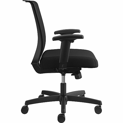 HON Convergence Synchro Tilt Task Chair Black Seat Color - Fabric Seat Material - Black Back Color - Low Back - 5-star Base - Armrest - 1 Each (CMY1ACU10)