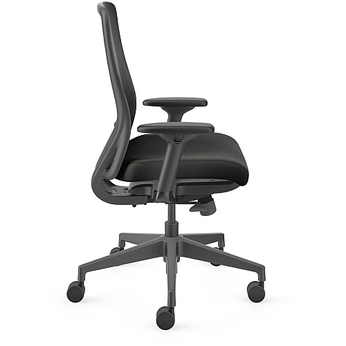 HON Nucleus Task Chair KD Black Seat Color - Vinyl Seat Material - Black Back Color - Armrest - 1 Each (NR11SAMU10BT)