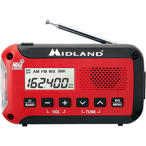 Midland E+READY Compact Emergency Alert AM/FM Weather Radio For Hiking, Weather, Fishing, Hunting, Camping, Overlanding with NOAA All Hazard - AM/FM - Portable (ER10VP)