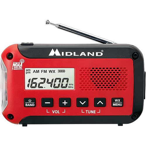Midland E+READY Compact Emergency Alert AM/FM Weather Radio For Hiking, Weather, Fishing, Hunting, Camping, Overlanding with NOAA All Hazard - AM/FM - Portable (ER10VP)