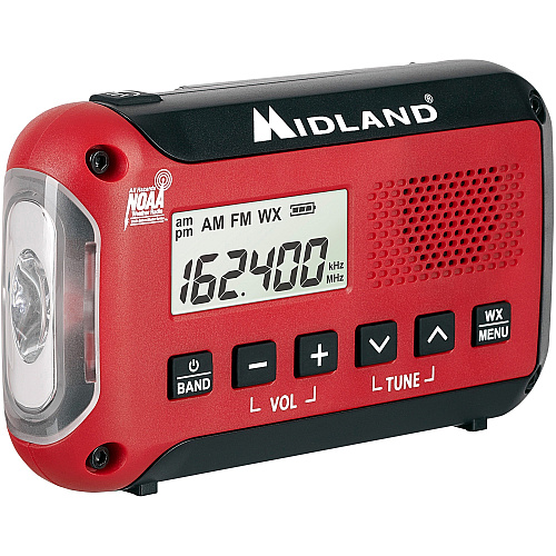 Midland E+READY Compact Emergency Alert AM/FM Weather Radio For Hiking, Weather, Fishing, Hunting, Camping, Overlanding with NOAA All Hazard - AM/FM - Portable (ER10VP)