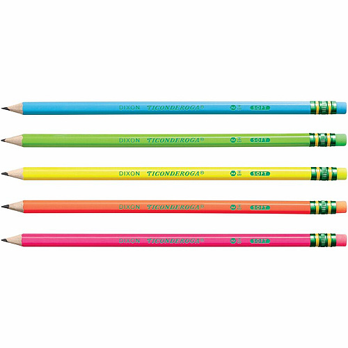 Ticonderoga Neon Pre-Sharpened No. 2 Pencils Black, Assorted Neon Lead - #2 - Broad Point - Neon Barrel - 18 / Box (X13018)