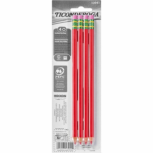Ticonderoga Erasable Pre-Sharpened Checking Pencils Red Lead - Red Barrel - 4 / Box (X13941)