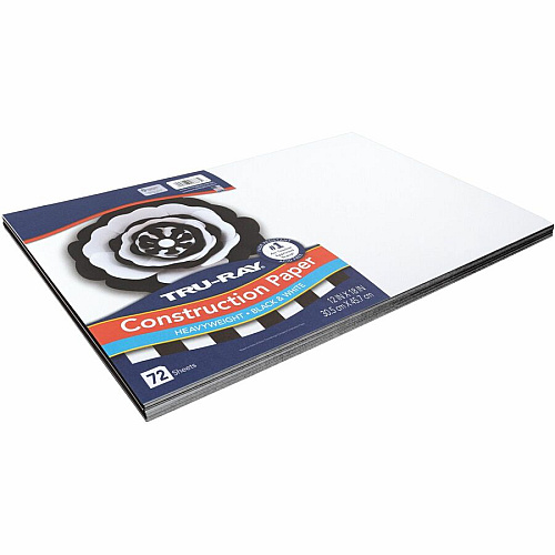 Tru-Ray Construction Paper Art Project, Craft Project - 12" Width x 18" Length - Black, White - Sulphite, Fiber, Paper - 72 / Pack (P6677)