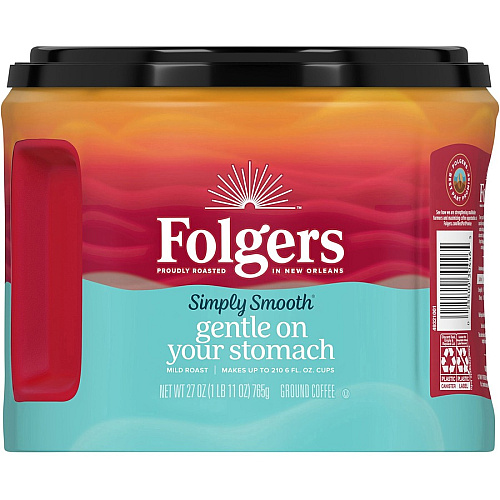 Folgers&reg; Ground Simply Smooth Coffee Medium - 27 oz Per Canister - Ground - 1 Each (30446)