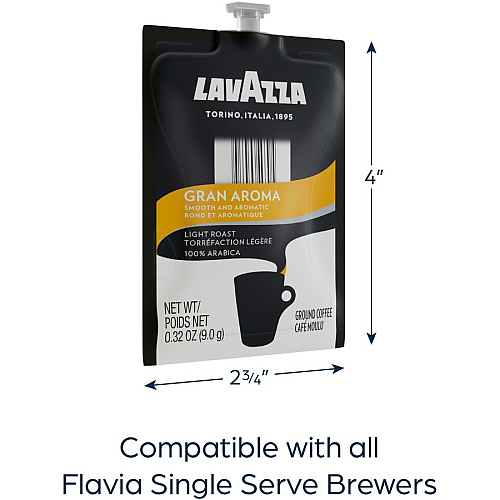 Lavazza Freshpack Gran Aroma Coffee Compatible with Flavia Aroma, Flavia Barista, FLAVIA Creation 600, Flavia Creation 500, Flavia Creation 200, Flavia Creation 150, Flavia Creation 300 - Light/Medium - Freshpack - Gran Aroma, Arabica - 76 / Carto (48087)