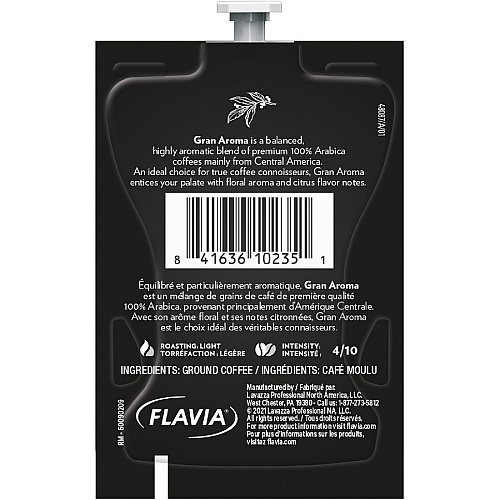 Lavazza Freshpack Gran Aroma Coffee Compatible with Flavia Aroma, Flavia Barista, FLAVIA Creation 600, Flavia Creation 500, Flavia Creation 200, Flavia Creation 150, Flavia Creation 300 - Light/Medium - Freshpack - Gran Aroma, Arabica - 76 / Carto (48087)