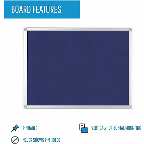MasterVision Ayda Fabric Bulletin Board - 18" x 24" 18" Board Height x 24" Board Width - Blue Felt, Fabric Surface - Self-healing, Durable, Resilient - Aluminum Frame - 1 Each (FA02439214)