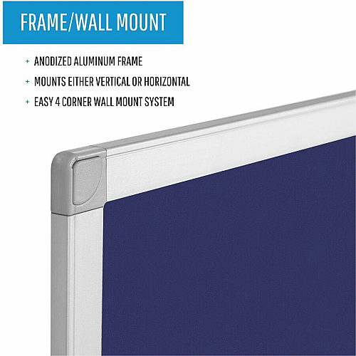 MasterVision Ayda Fabric Bulletin Board - 18" x 24" 18" Board Height x 24" Board Width - Blue Felt, Fabric Surface - Self-healing, Durable, Resilient - Aluminum Frame - 1 Each (FA02439214)