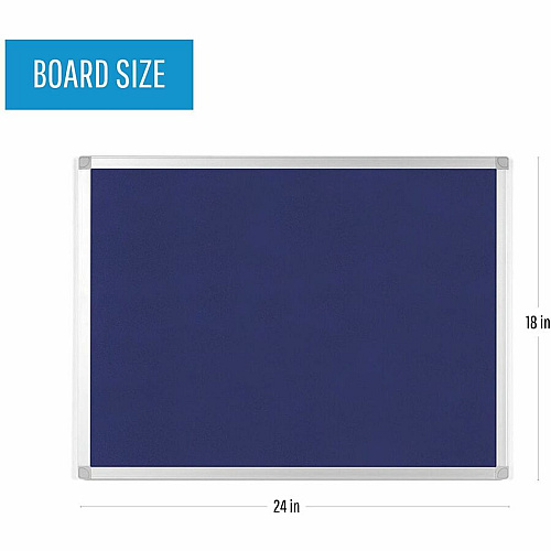 MasterVision Ayda Fabric Bulletin Board - 18" x 24" 18" Board Height x 24" Board Width - Blue Felt, Fabric Surface - Self-healing, Durable, Resilient - Aluminum Frame - 1 Each (FA02439214)