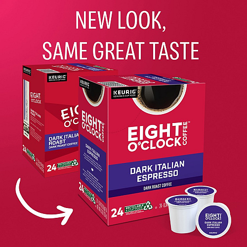 Eight O'Clock&reg; K-Cup Dark Italian Espresso Coffee Compatible with Keurig Brewer - Dark - K-Cup - Italian Roast, Arabica - 24 / Box (0631)