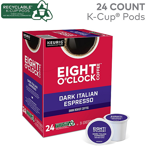 Eight O'Clock&reg; K-Cup Dark Italian Espresso Coffee Compatible with Keurig Brewer - Dark - K-Cup - Italian Roast, Arabica - 24 / Box (0631)