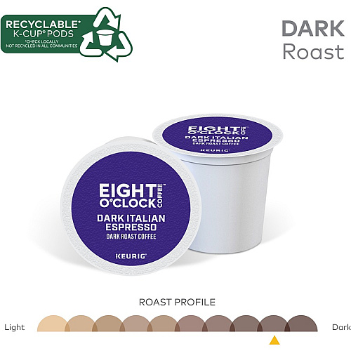 Eight O'Clock&reg; K-Cup Dark Italian Espresso Coffee Compatible with Keurig Brewer - Dark - K-Cup - Italian Roast, Arabica - 24 / Box (0631)