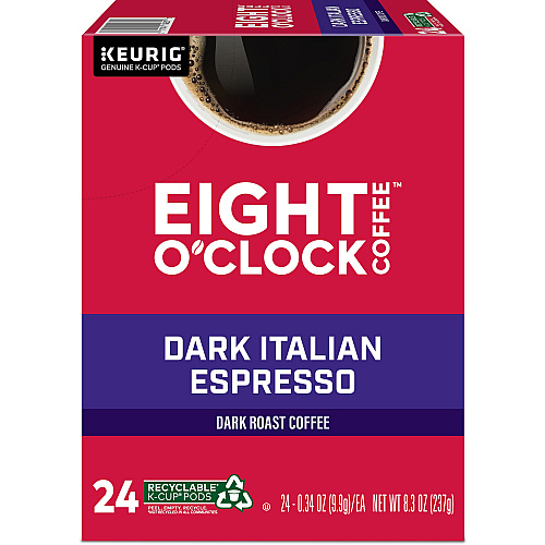 Eight O'Clock&reg; K-Cup Dark Italian Espresso Coffee Compatible with Keurig Brewer - Dark - K-Cup - Italian Roast, Arabica - 24 / Box (0631)