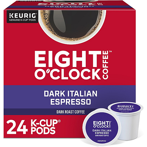 Eight O'Clock&reg; K-Cup Dark Italian Espresso Coffee Compatible with Keurig Brewer - Dark - K-Cup - Italian Roast, Arabica - 24 / Box (0631)