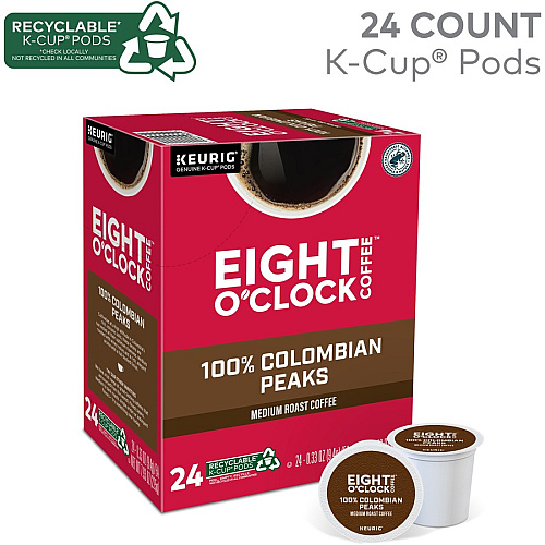 Eight O'Clock&reg; K-Cup Colombian Peaks Coffee Compatible with Keurig Brewer - Medium - K-Cup - Colombian, Arabica - 24 / Box (0632)