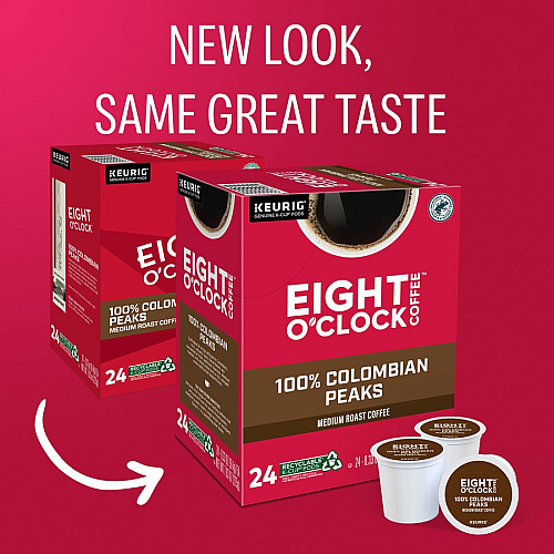Eight O'Clock&reg; K-Cup Colombian Peaks Coffee Compatible with Keurig Brewer - Medium - K-Cup - Colombian, Arabica - 24 / Box (0632)