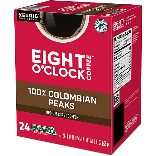 Eight O'Clock&reg; K-Cup Colombian Peaks Coffee Compatible with Keurig Brewer - Medium - K-Cup - Colombian, Arabica - 24 / Box (0632)