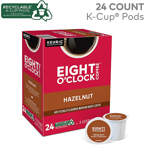 Eight O'Clock&reg; K-Cup Hazelnut Coffee Compatible with Keurig Brewer - Light/Medium - K-Cup - Hazelnut, Arabica - 24 / Box (0633)