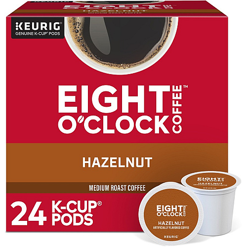 Eight O'Clock&reg; K-Cup Hazelnut Coffee Compatible with Keurig Brewer - Light/Medium - K-Cup - Hazelnut, Arabica - 24 / Box (0633)
