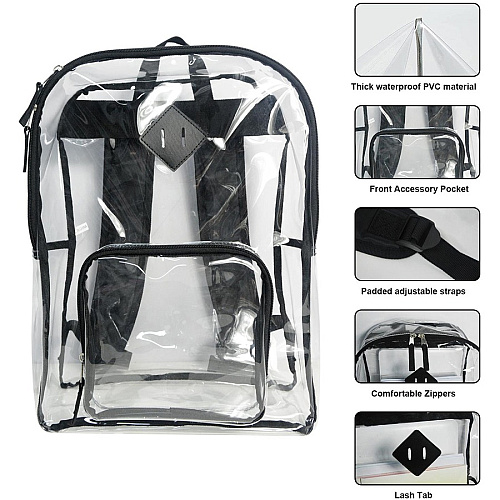 Sparco Carrying Case (Backpack) Multipurpose - Clear Polyvinyl Chloride (PVC), 420D Oxford Body - Shoulder Strap, Handle - 17" Height x 12" Width x 5" Depth - 1 Each (61617)