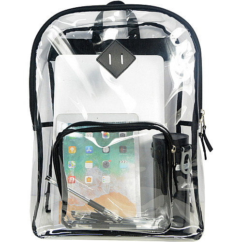Sparco Carrying Case (Backpack) Multipurpose - Clear Polyvinyl Chloride (PVC), 420D Oxford Body - Shoulder Strap, Handle - 17" Height x 12" Width x 5" Depth - 1 Each (61617)