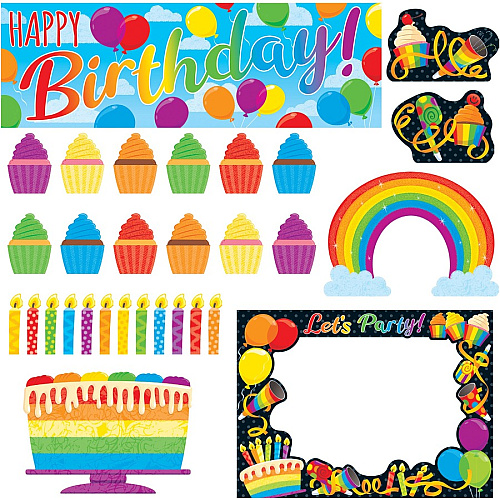 Trend Rainbow Birthday Wipe-Off Learning Set Dry Erase Surface, Durable, Reusable - 1 Each (T19002)