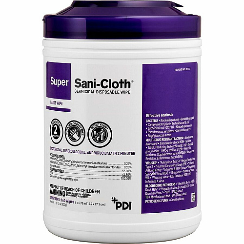 Super Sani-Cloth Germicidal Disposable Wipe 160/Tub - 12 / Carton (Q55172CT)