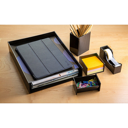 Officemate Desk Organizer Set, 5PC 7" Height x 7" Width x 11" DepthDesktop - Black - 1 Each (21546)
