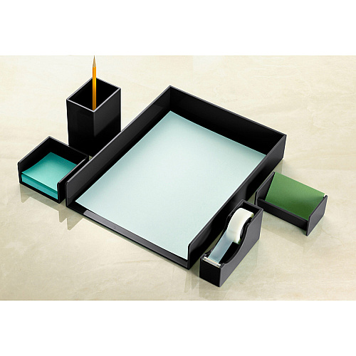 Officemate Desk Organizer Set, 5PC 7" Height x 7" Width x 11" DepthDesktop - Black - 1 Each (21546)