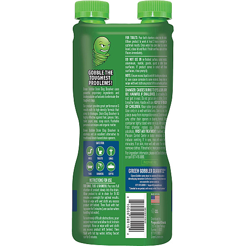 Green Gobbler Liquid Drain Clog Dissolver 31 fl oz (1 quart)Bottle - 1 Each - Non-corrosive, Odorless, Bleach-free, Fume-free, Environmentally Friendly (G8015)