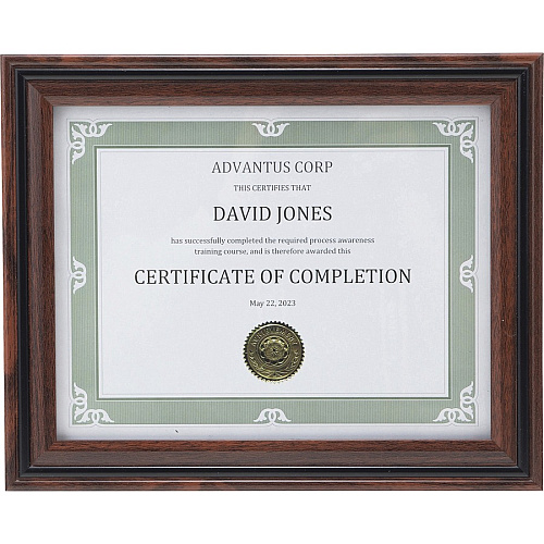 Advantus Certificate Frame 8.50" x 11" Frame Size - Desktop - Vertical, Horizontal - Dust Resistant, Debris Resistant - Rosewood - 1 Each (VS4501B811)