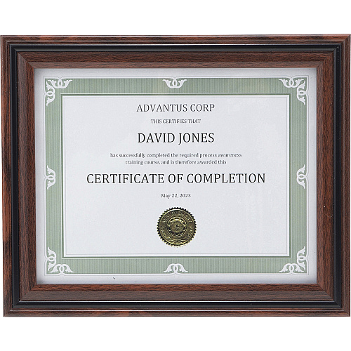 Advantus Certificate Frame 8.50" x 11" Frame Size - Desktop - Vertical, Horizontal - Dust Resistant, Debris Resistant - Rosewood - 1 Each (VS4501B811)