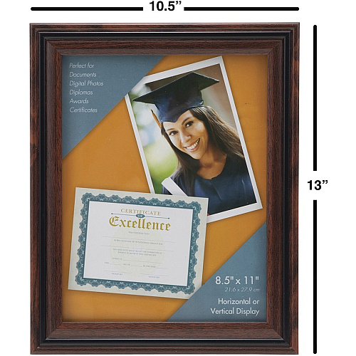 Advantus Certificate Frame 8.50" x 11" Frame Size - Desktop - Vertical, Horizontal - Dust Resistant, Debris Resistant - Rosewood - 1 Each (VS4501B811)