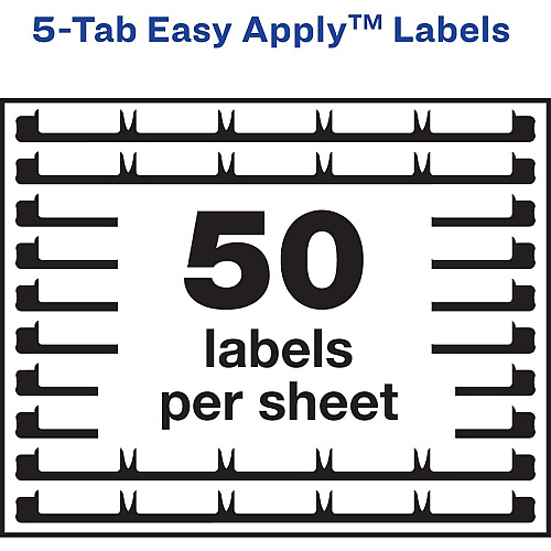 Avery&reg; 5 Tab Easy Print & Apply Clear Label Sheet Refills Inkjet, Laser - Clear - 30 / Sheet - 3 Total Sheets - 150 / Pack (11225)