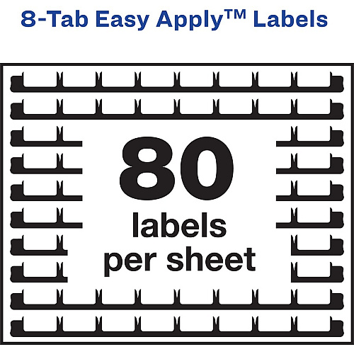 Avery&reg; 8 Tab Easy Print & Apply Clear Label Sheet Refills Inkjet, Laser - Clear - Plastic - 3 Total Sheets - 30/Pack - 240 / Pack (11226)