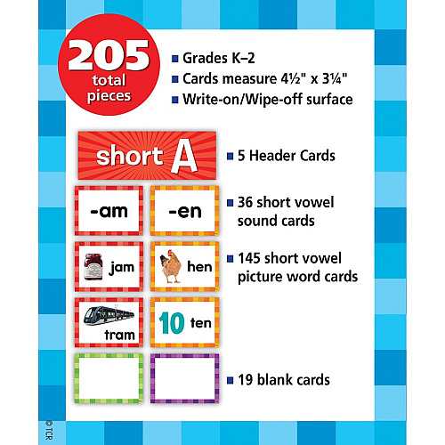 Teacher Created Resources Short Vowels Pocket Chart Cards Skill Learning: Short Vowels - 205 Pieces - 205 / Pack (20850)