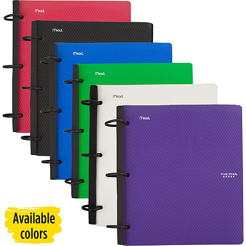 Mead Five Star Flex Hybrid NoteBinder 1" Binder Capacity - 200 Sheet Capacity - Pocket(s): 2 - 5 Divider(s) - Plastic - Multi-colored - TechLock Ring, Durable, Foldable - 1 Each (29328)
