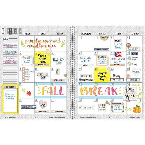 Teacher Created Resources Everyone Is Welcome Planner Weekly, Monthly - 40 Week - 1 Week Double Page Layout - Multi - Substitute Teacher Page, Appointment Schedule - 1 Each (7154)