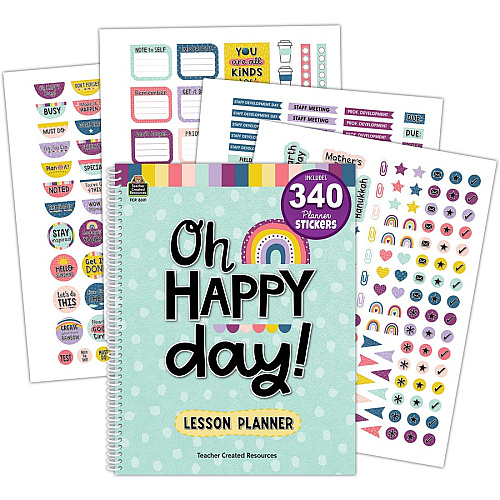 Teacher Created Resources Oh Happy Day Lesson Planner Monthly - 40 Week - 1 Week Double Page Layout - Multi - Substitute Teacher Page, Appointment Schedule - 1 Each (8321)
