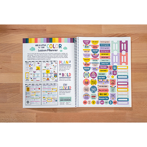 Teacher Created Resources Oh Happy Day Lesson Planner Monthly - 40 Week - 1 Week Double Page Layout - Multi - Substitute Teacher Page, Appointment Schedule - 1 Each (8321)