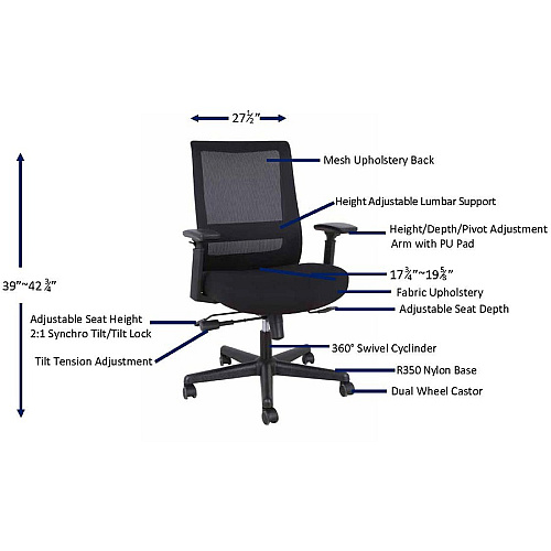 Lorell Mesh High-back Executive Chair High Back - 5-star Base - Black - Armrest - 1 Each (LLR42175)