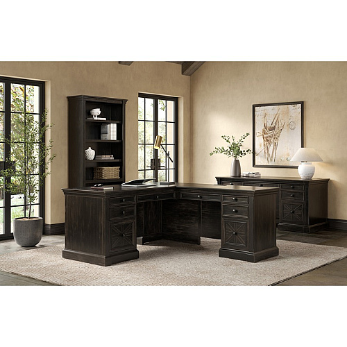 Martin Kingston Office Desking Unit 30" Height x 66" Width x 22" Depth - Total Drawer(s): 7 - Material: Wood - Finish: Dark Chocolate, Rub Through - 1 Each (IMKN689)