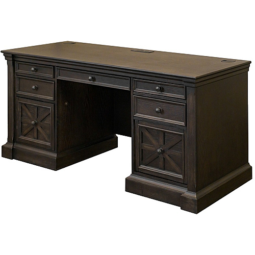 Martin Kingston Office Desking Unit 30" Height x 66" Width x 22" Depth - Total Drawer(s): 7 - Material: Wood - Finish: Dark Chocolate, Rub Through - 1 Each (IMKN689)